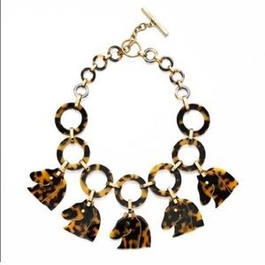 💎 RARE Tory Burch Tilism Tortoise Horse Head Resin Novelty Statement Necklace